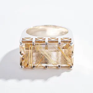 EAST WEST STATEMENT RING | RUTILATED QUARTZ