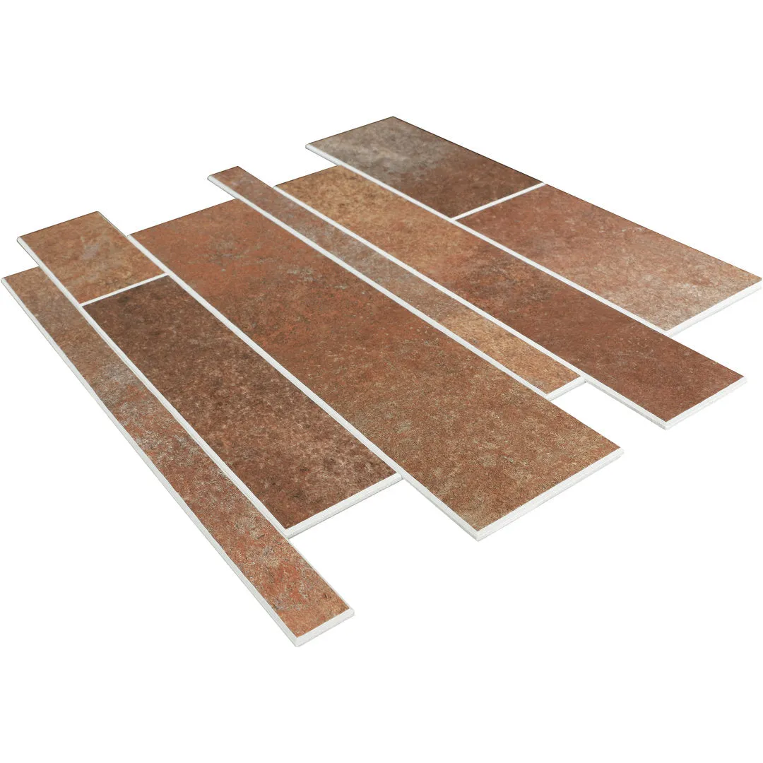 Easy Luxe 12" x 12" Stone Composite Peel & Stick Mosaic Tile (0.96 Sq. Ft. / Sheet) Bond Tile Color: Terracotta