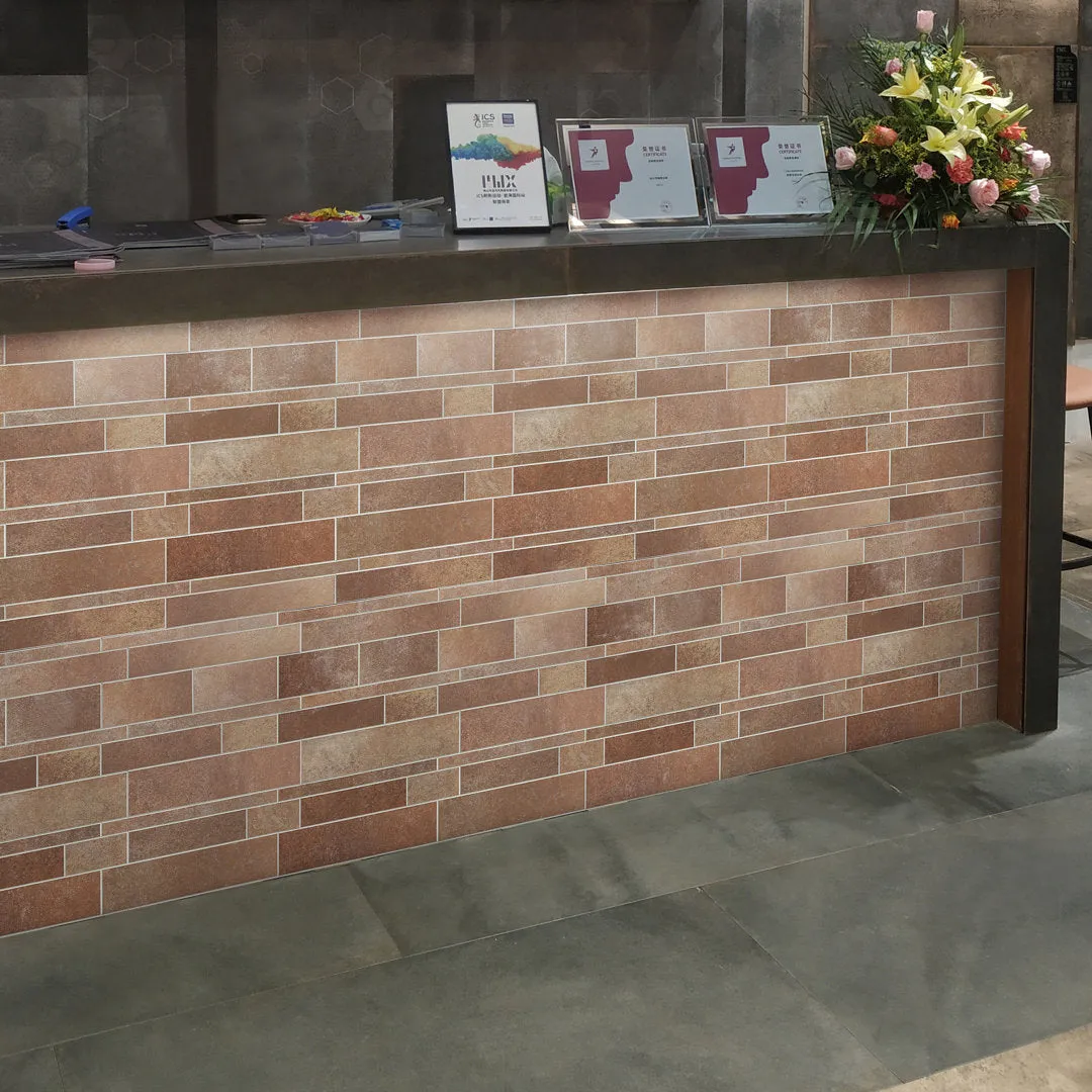 Easy Luxe 12" x 12" Stone Composite Peel & Stick Mosaic Tile (0.96 Sq. Ft. / Sheet) Bond Tile Color: Terracotta