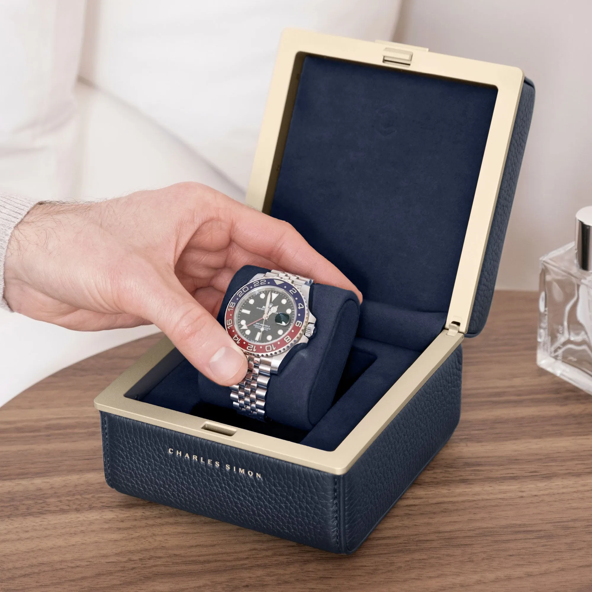 EATON 1 WATCH CASE - MARINE / CHAMPAGNE