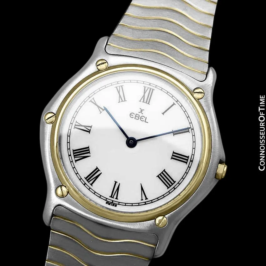 Ebel Classic Wave Full Size Mens Watch with Bracelet - Stainless Steel and 18K Gold