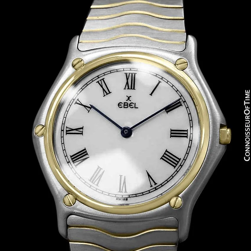 Ebel Classic Wave Full Size Mens Watch with Bracelet - Stainless Steel and 18K Gold