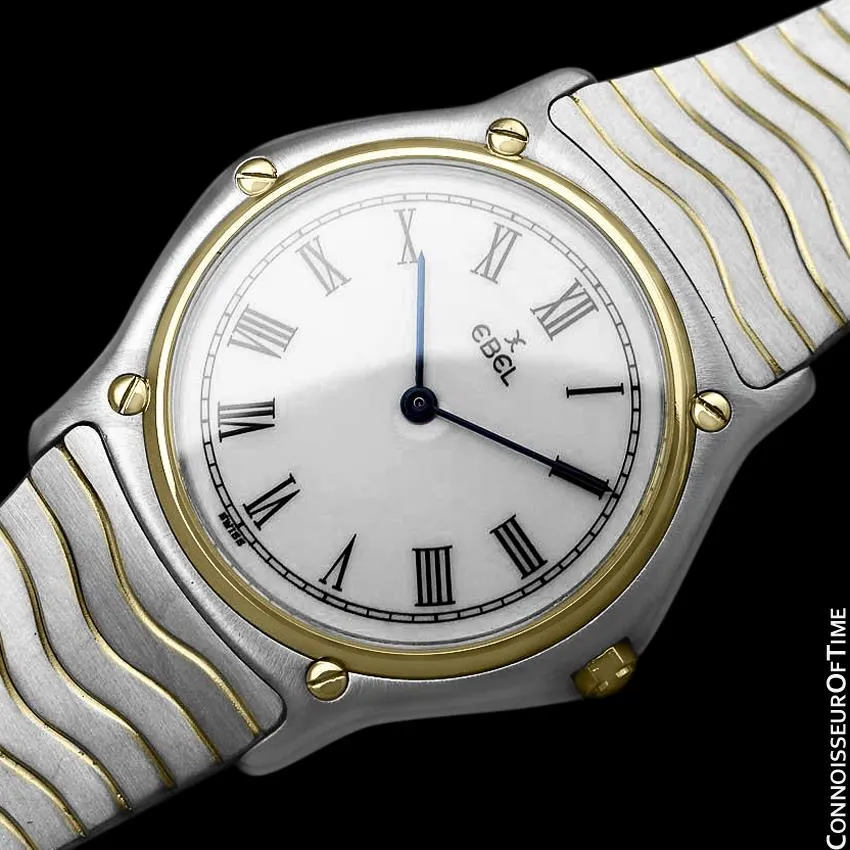 Ebel Classic Wave Full Size Mens Watch with Bracelet - Stainless Steel and 18K Gold