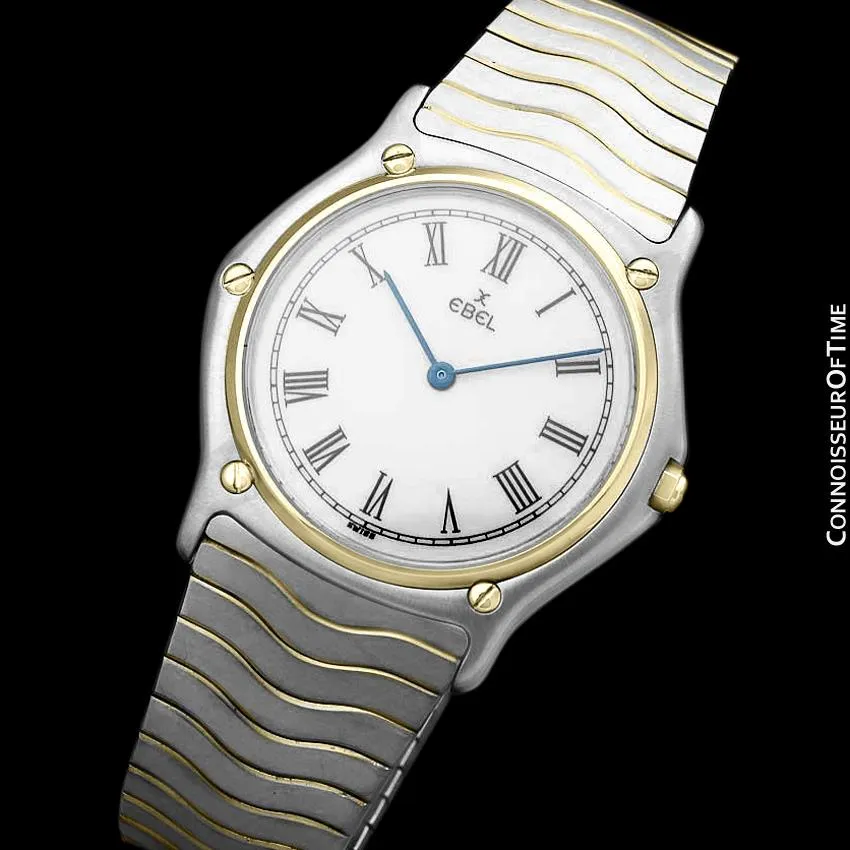Ebel Classic Wave Full Size Mens Watch with Bracelet - Stainless Steel and 18K Gold