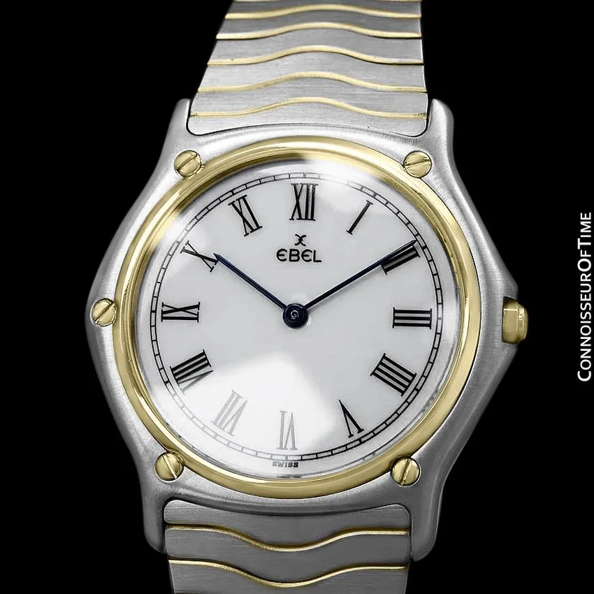 Ebel Classic Wave Full Size Mens Watch with Bracelet - Stainless Steel and 18K Gold