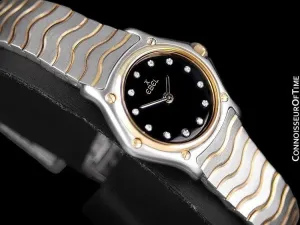 Ebel Classic Wave Ladies Mini Watch - Stainless Steel & 18K Gold with Original Factory Set Ebel Diamonds