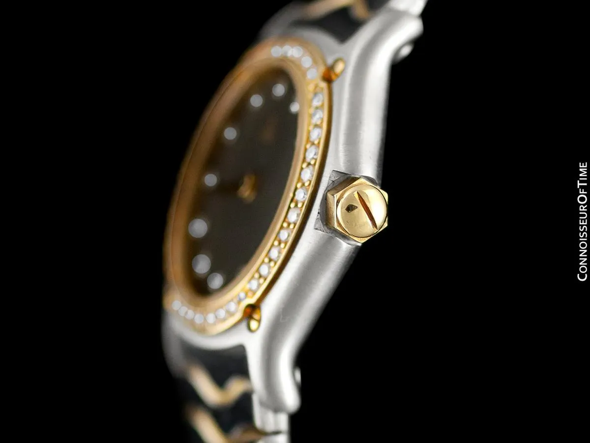 Ebel Classic Wave Ladies Mini Watch - Stainless Steel & 18K Gold with Original Factory Set Ebel Diamonds