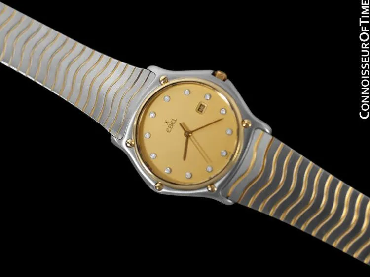 Ebel Classic Wave Unisex Mens Midsize - Stainless Steel, 18K Gold, and Ebel Factory Diamonds