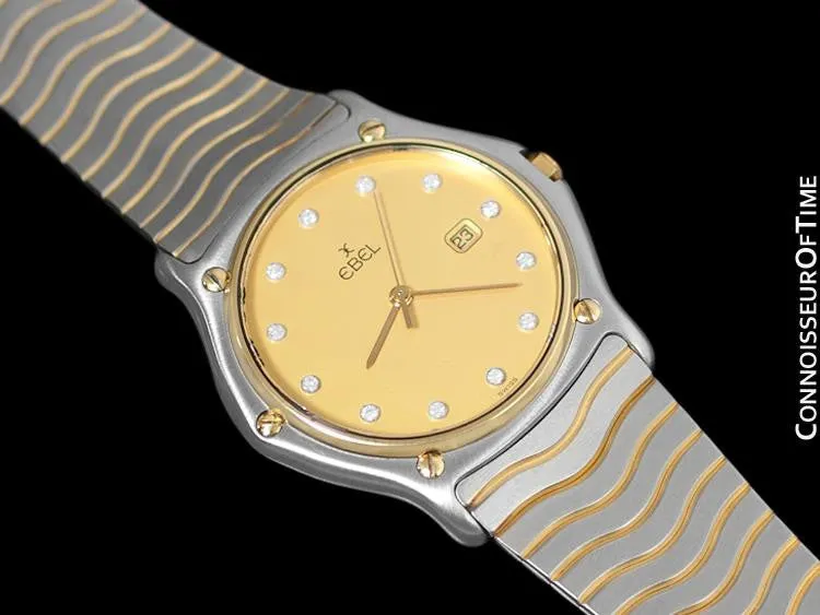 Ebel Classic Wave Unisex Mens Midsize - Stainless Steel, 18K Gold, and Ebel Factory Diamonds