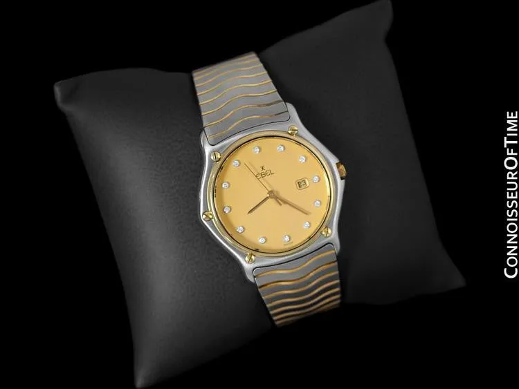 Ebel Classic Wave Unisex Mens Midsize - Stainless Steel, 18K Gold, and Ebel Factory Diamonds