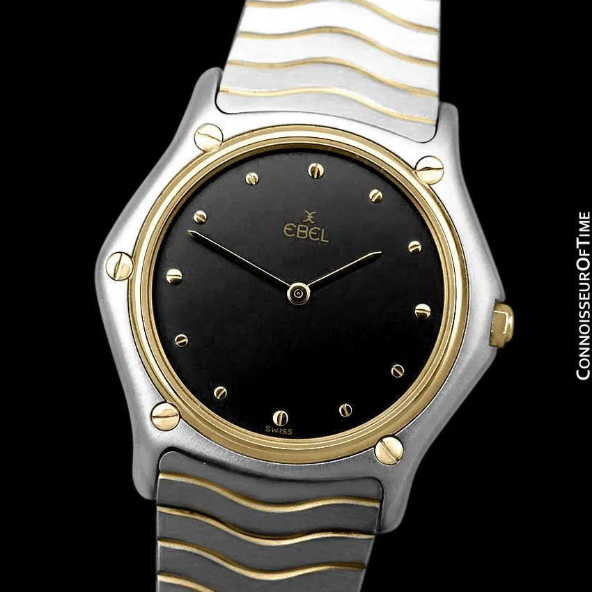 Ebel Classic Wave Unisex Mens Midsize Watch with Bracelet - Stainless Steel and 18K Gold