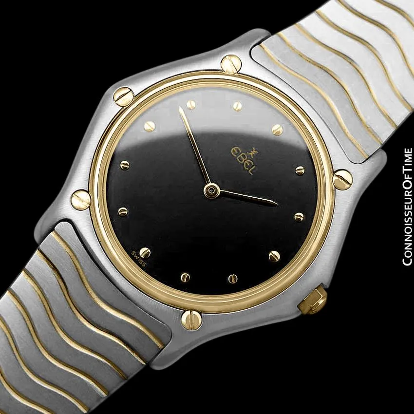 Ebel Classic Wave Unisex Mens Midsize Watch with Bracelet - Stainless Steel and 18K Gold