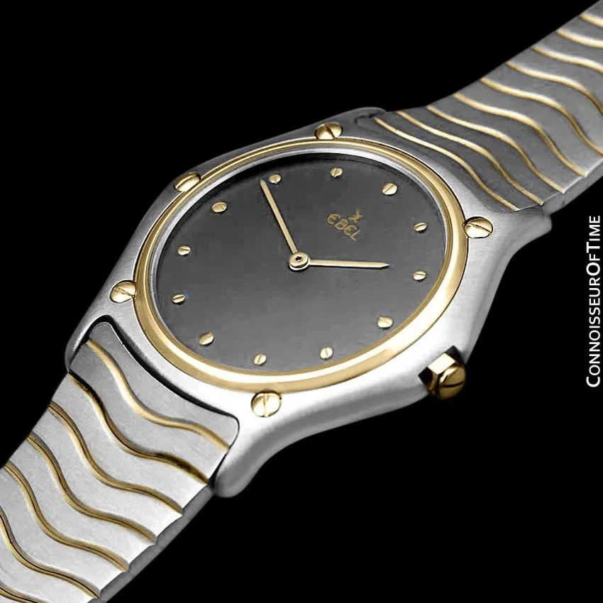 Ebel Classic Wave Unisex Mens Midsize Watch with Bracelet - Stainless Steel and 18K Gold