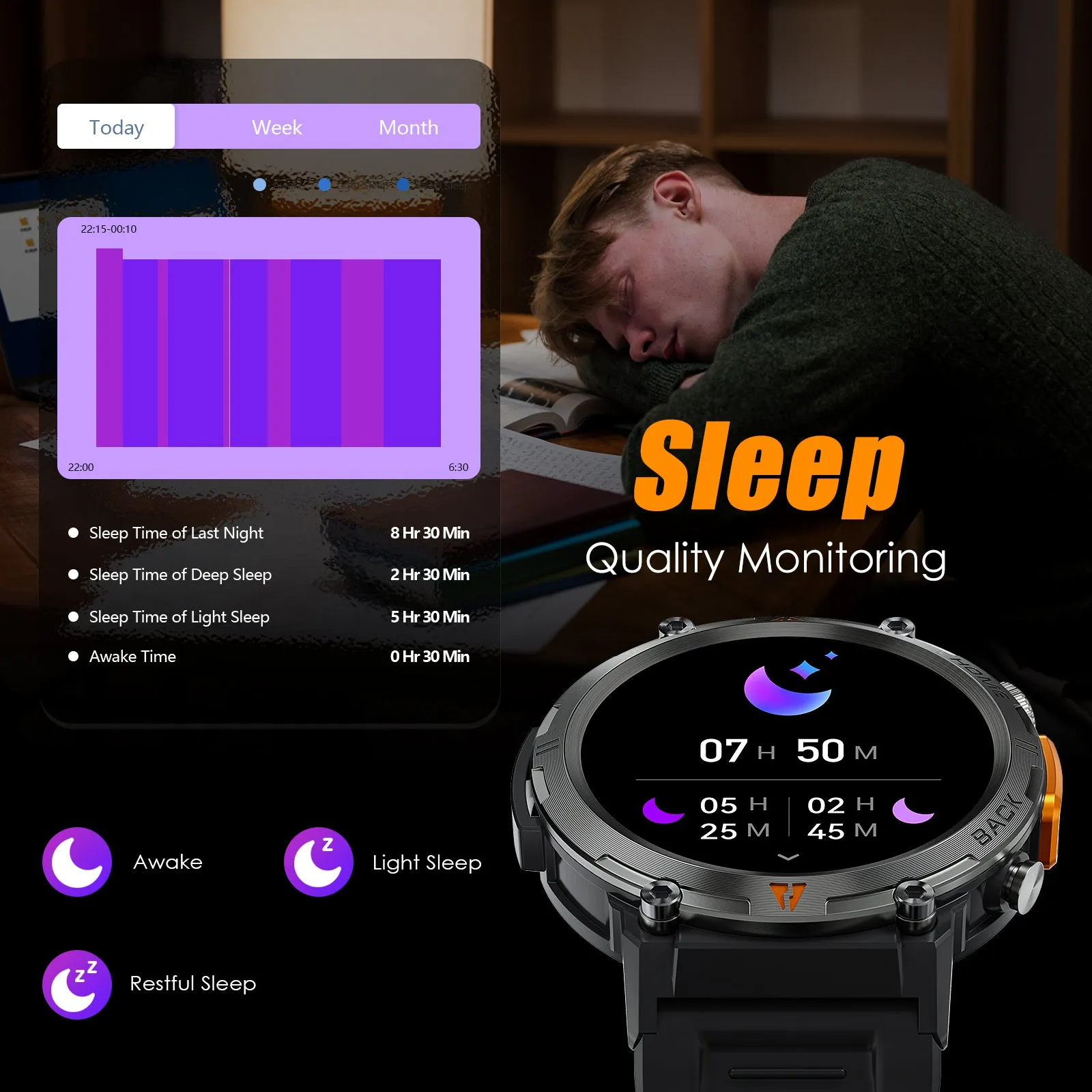 EIGIIS KE3 LED Flashlight Smart Watch Men Bluetooth Call Full Touch Screen Health Monitor Clock With Men SmartWatch For iOS Android
