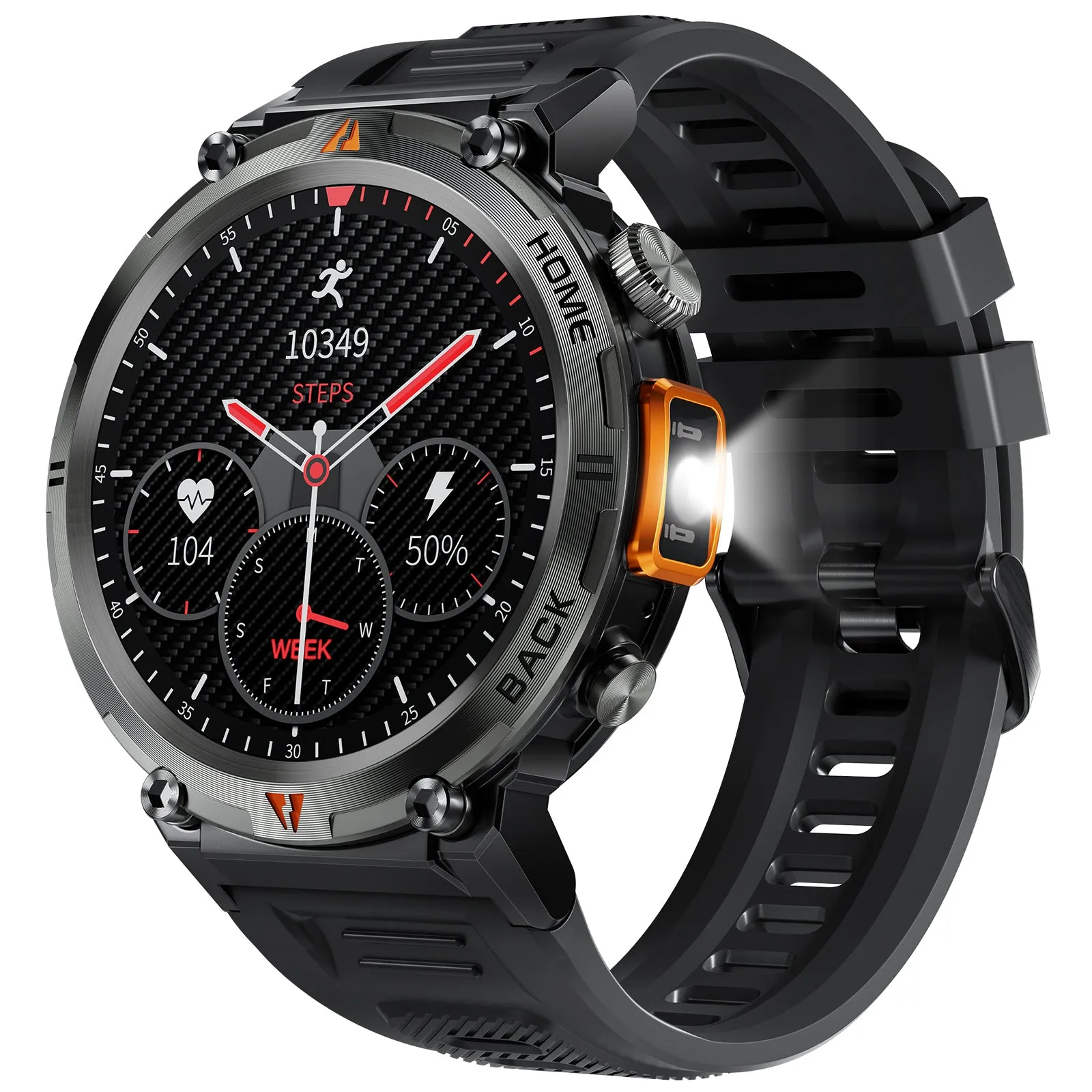 EIGIIS KE3 LED Flashlight Smart Watch Men Bluetooth Call Full Touch Screen Health Monitor Clock With Men SmartWatch For iOS Android