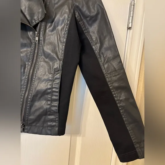 Eileen Fisher cotton Medium Moto Jacket Black full zipper Italian Quiet Luxury