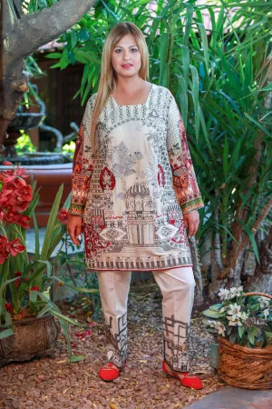 Elan Tan Cotton-Lawn Suit Salwar Kameez by Elan