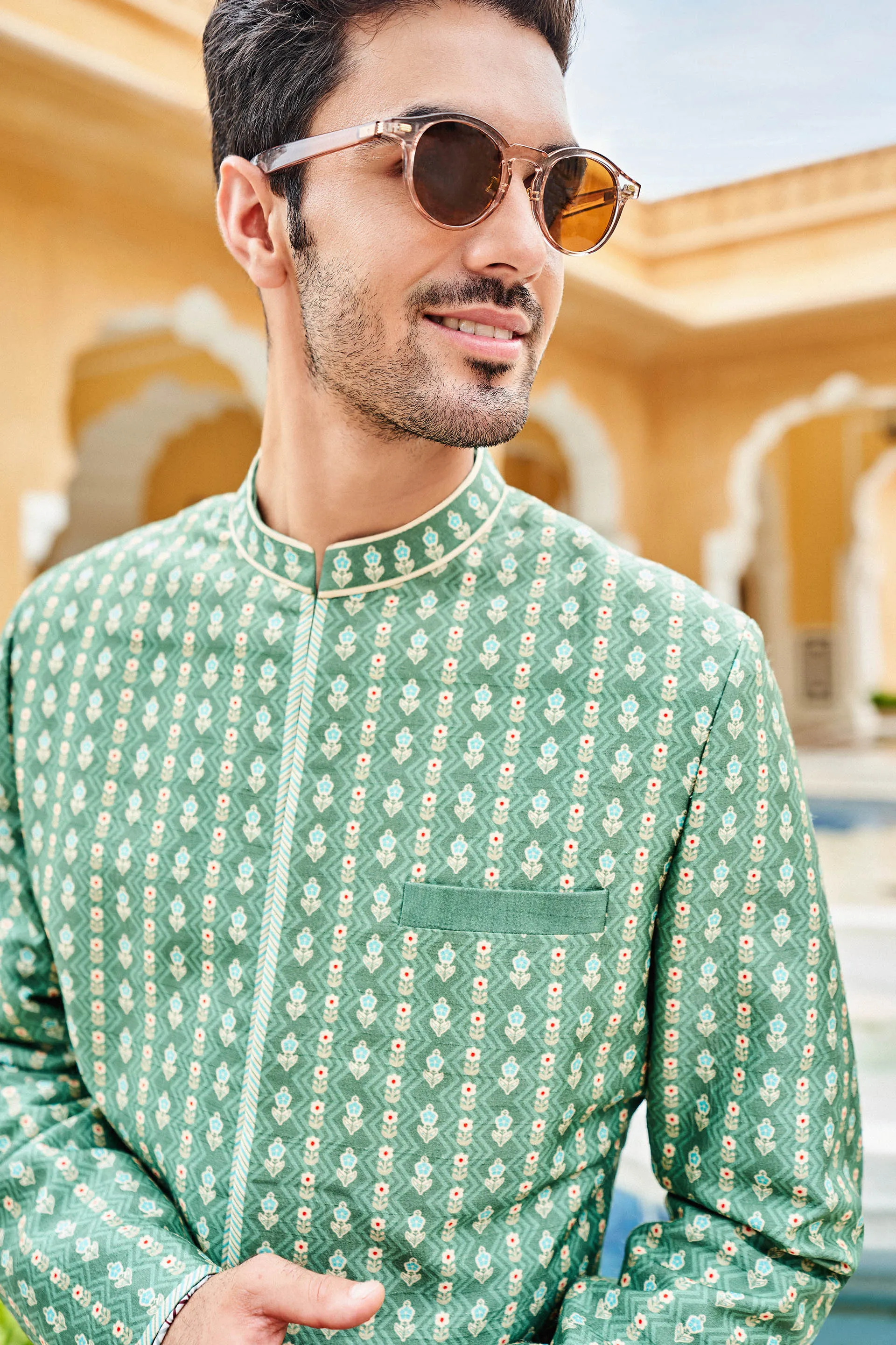 ELASH SHERWANI - GREEN