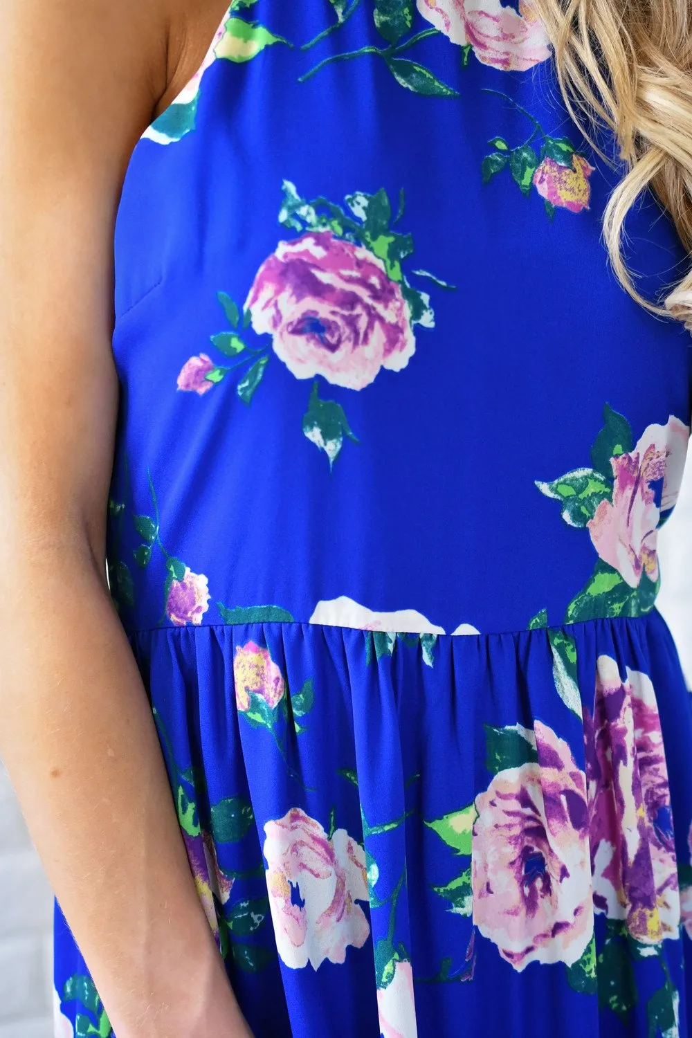 Electric Blue Floral Maxi Dress