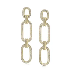 Elegant 14K Gold Plated Cz Diamond Chain Link Earring