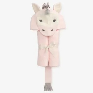 Elegant Baby Pink Unicorn Hooded Baby Bath Wrap