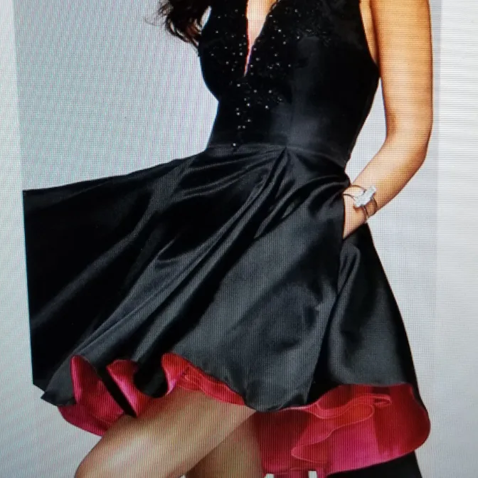 Elegant Backless Halter A-Line Mini Dress With Red Underline