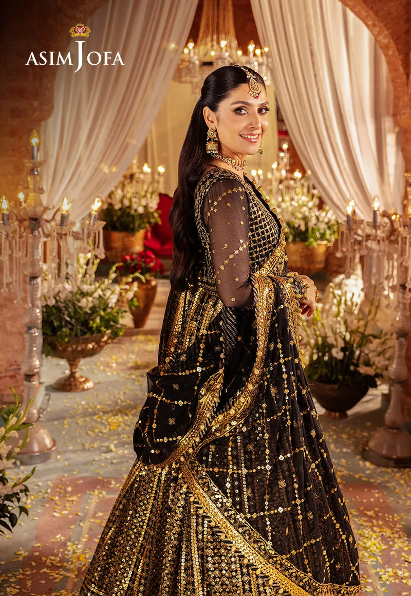 Elegant Black and Golden Luxury Embroidered Pakistani Party Wear Pishwas