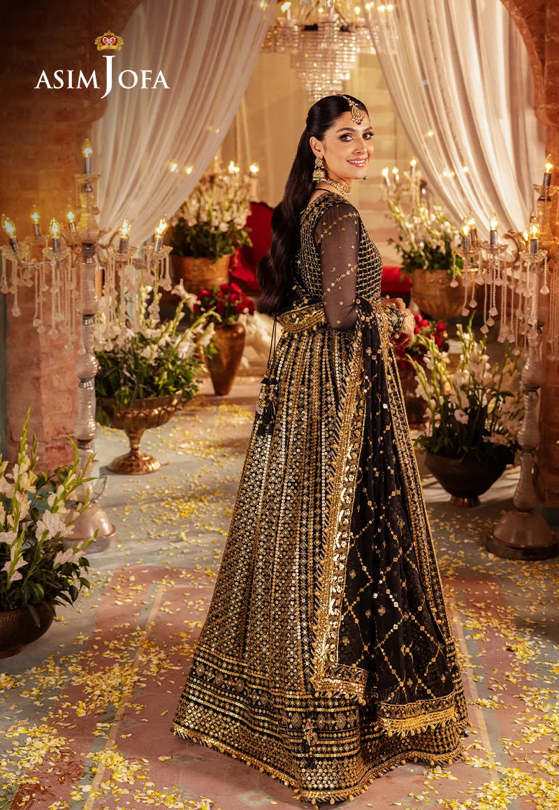 Elegant Black and Golden Luxury Embroidered Pakistani Party Wear Pishwas