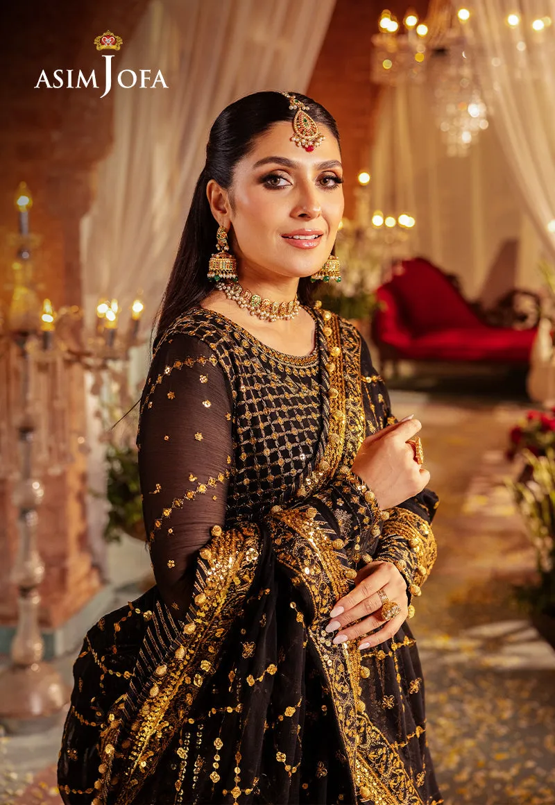 Elegant Black and Golden Luxury Embroidered Pakistani Party Wear Pishwas