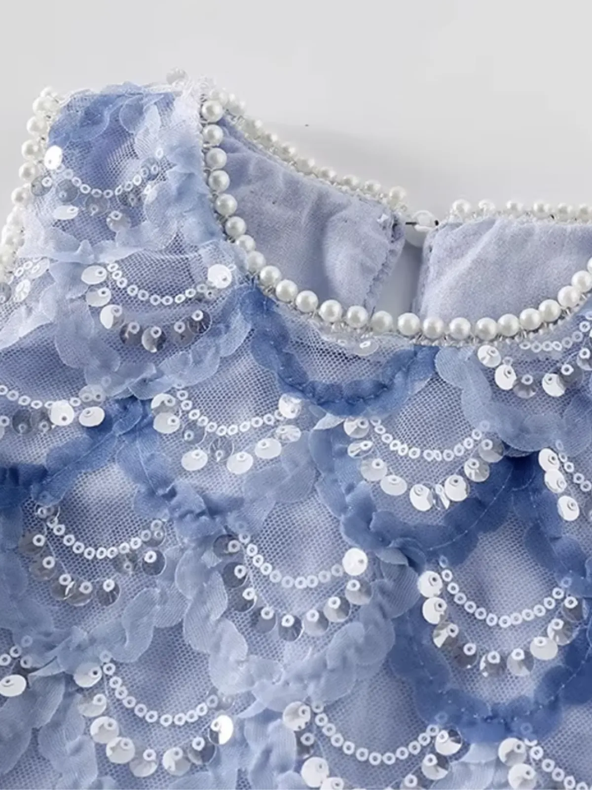 Elegant Blue Sequin Tulle Dress