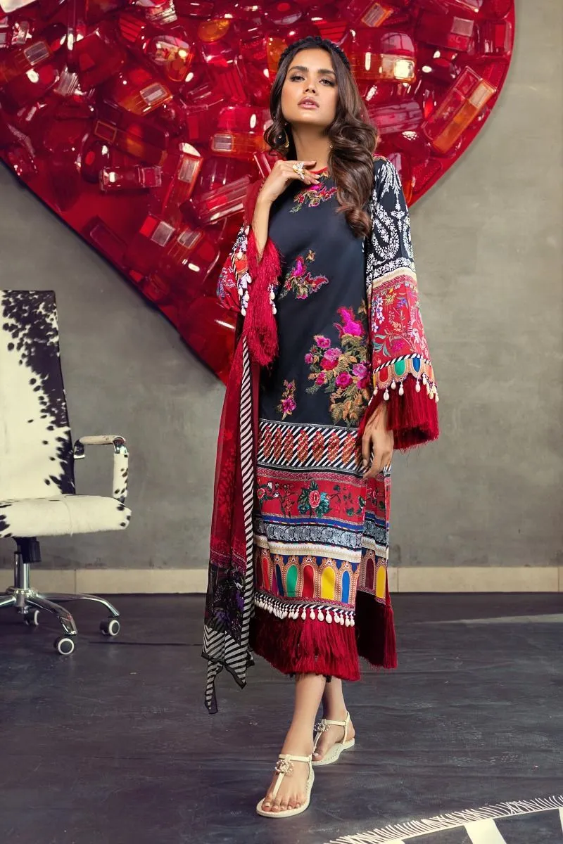 Elegant Lawn Dress in Black Color #M0059