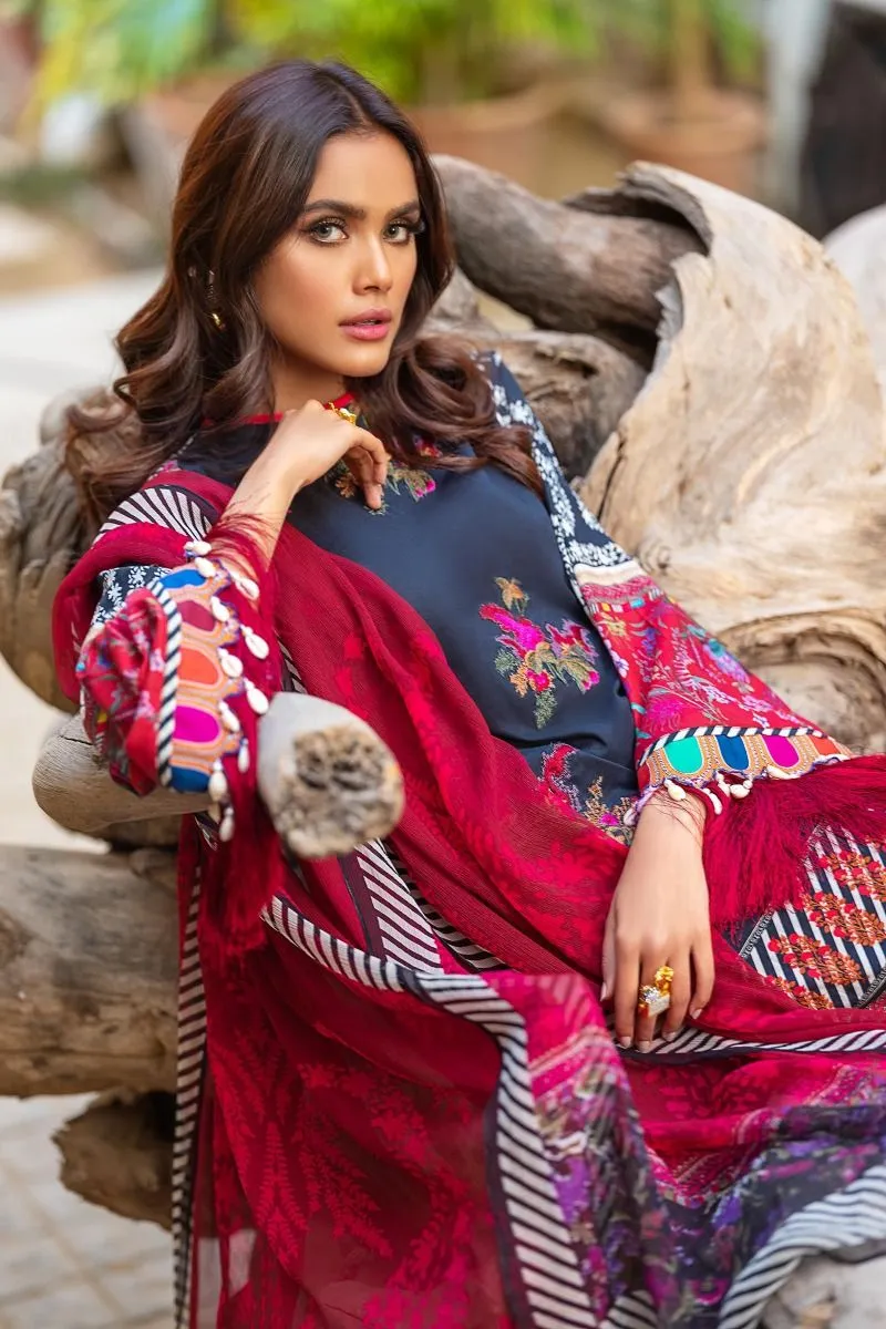 Elegant Lawn Dress in Black Color #M0059
