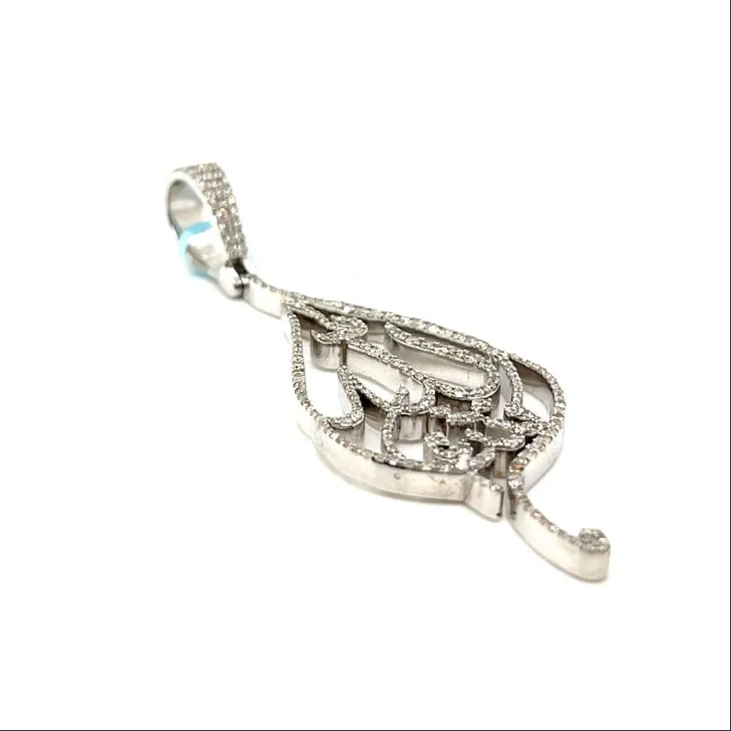 Elegant Tear Shaped 14k White Gold Pendant with Natural 1.24ct Diamonds - CSP15963
