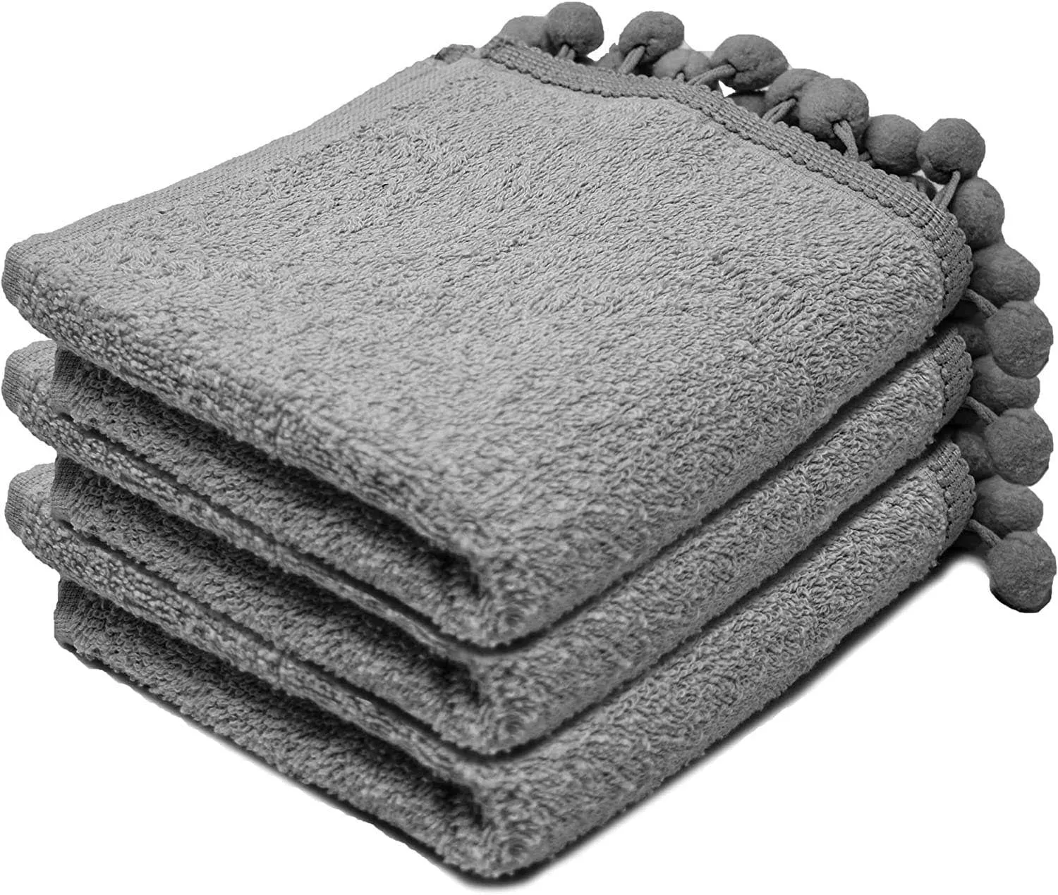 Elford Face Cloths Egyptian Cotton Washcloths with Poms
