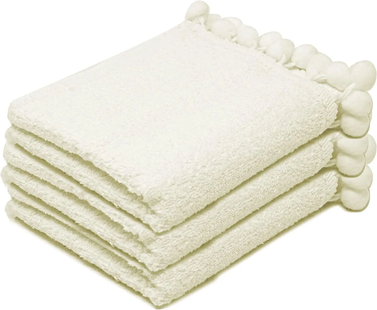 Elford Face Cloths Egyptian Cotton Washcloths with Poms