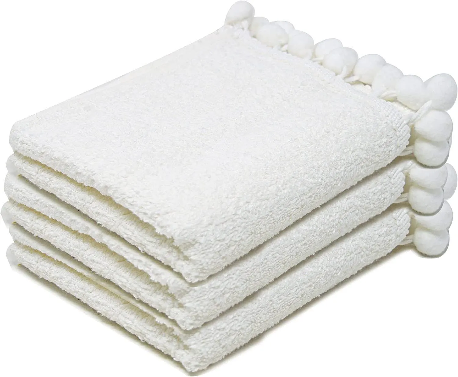 Elford Face Cloths Egyptian Cotton Washcloths with Poms
