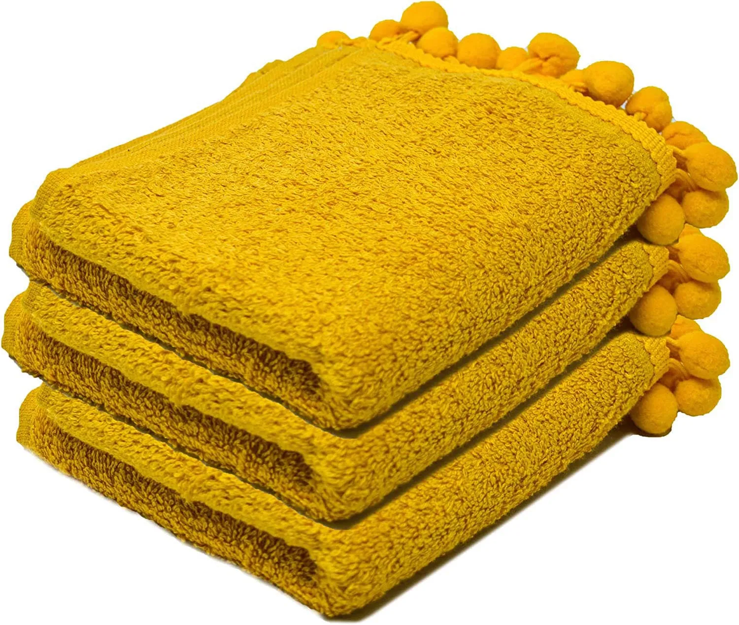 Elford Face Cloths Egyptian Cotton Washcloths with Poms