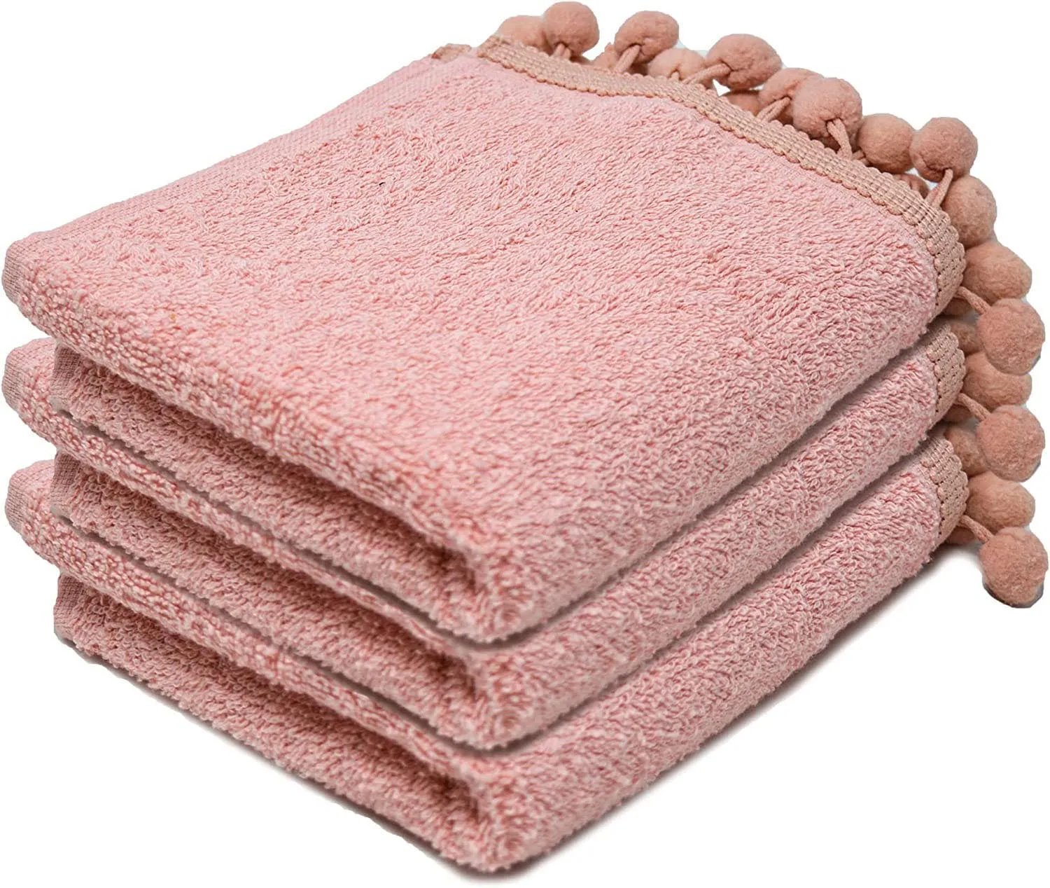 Elford Face Cloths Egyptian Cotton Washcloths with Poms