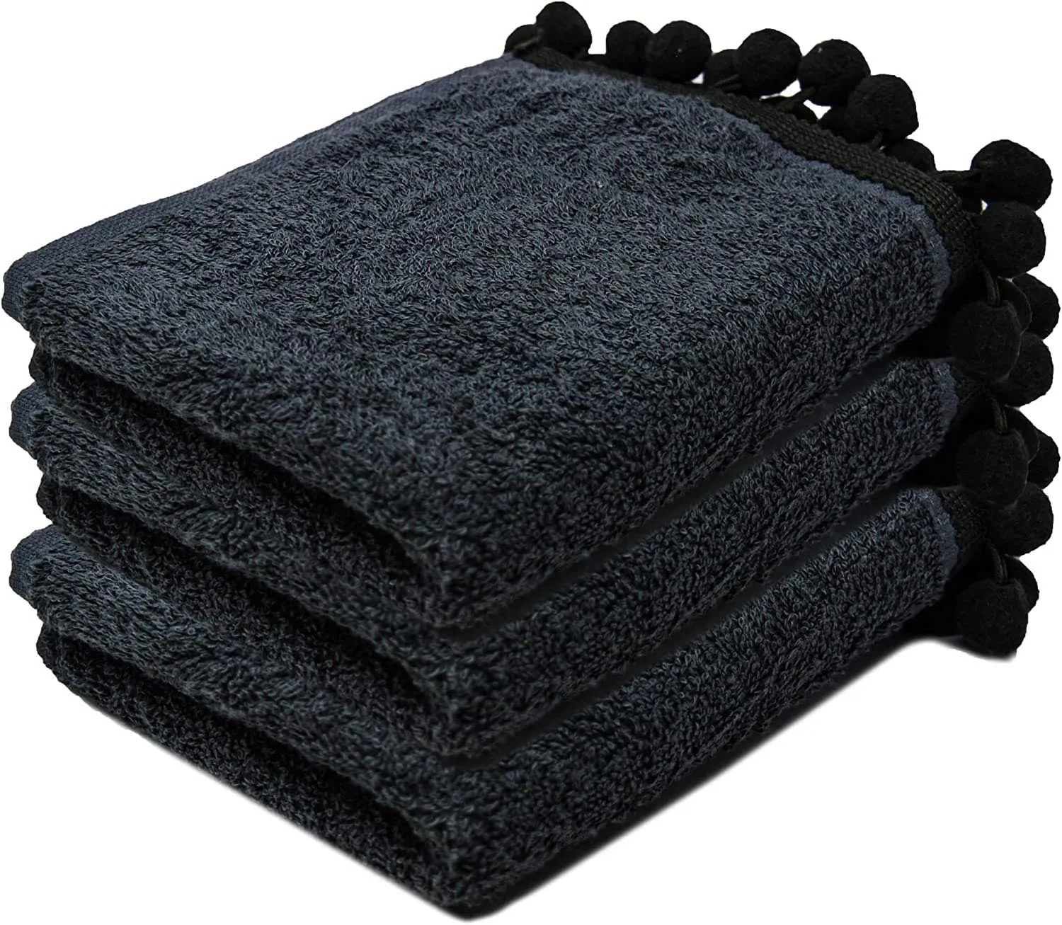 Elford Face Cloths Egyptian Cotton Washcloths with Poms