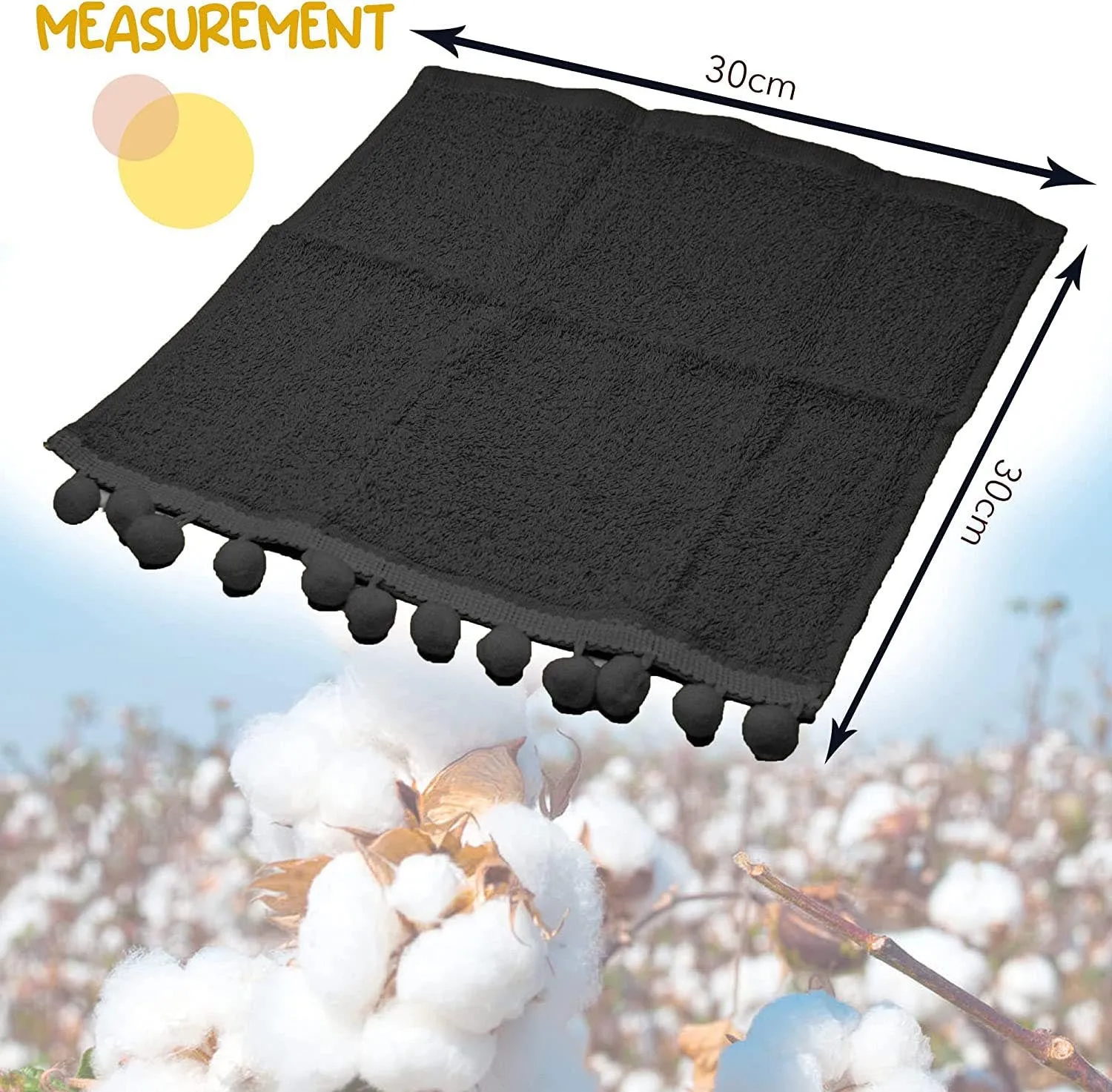 Elford Face Cloths Egyptian Cotton Washcloths with Poms
