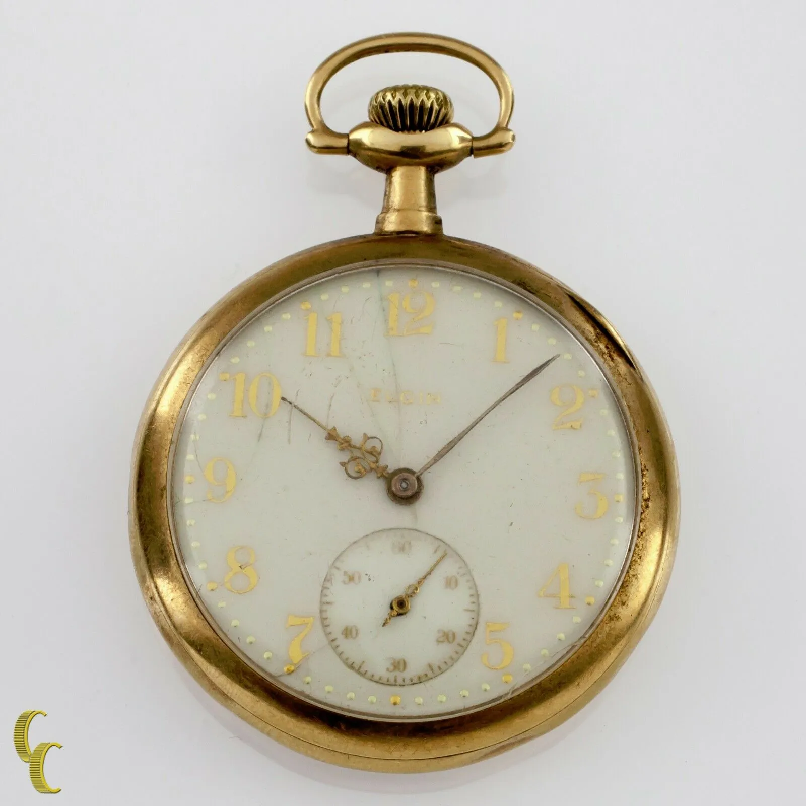 Elgin Open Face 14k Yellow Gold Pocket Watch 15 Jewel Size 12 Grade 315