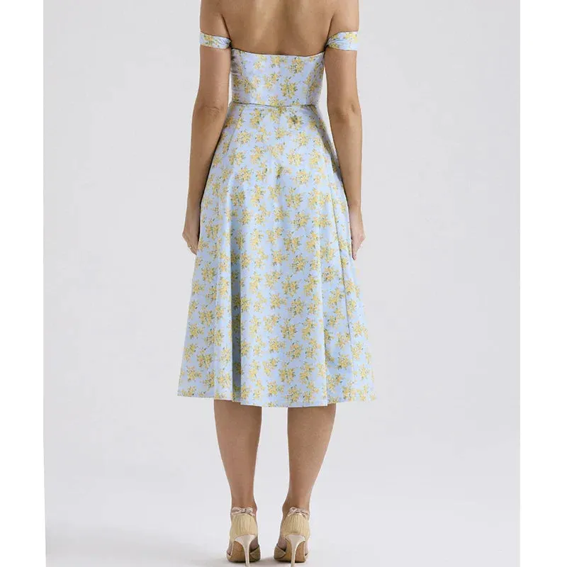 Eliza | Floral Corset Midi Dress