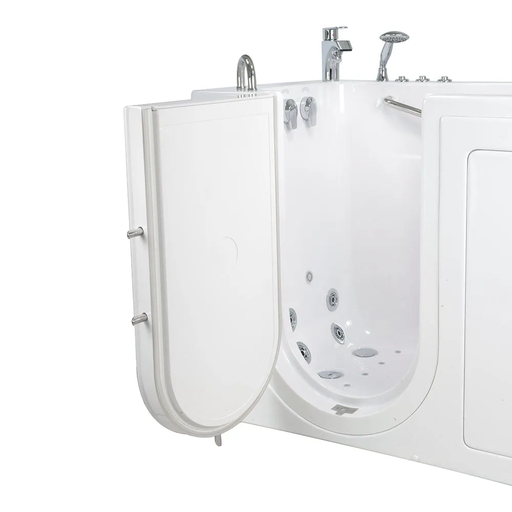 Ella Capri 30"x52" Acrylic Air and Hydro Massage and Heated Seat Walk-In Bathtub with Left Outward Swing Door, 2 Piece Fast Fill Faucet, 2" Dual Drain