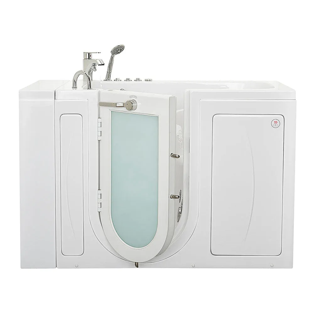 Ella Capri 30"x52" Acrylic Air and Hydro Massage and Heated Seat Walk-In Bathtub with Left Outward Swing Door, 2 Piece Fast Fill Faucet, 2" Dual Drain