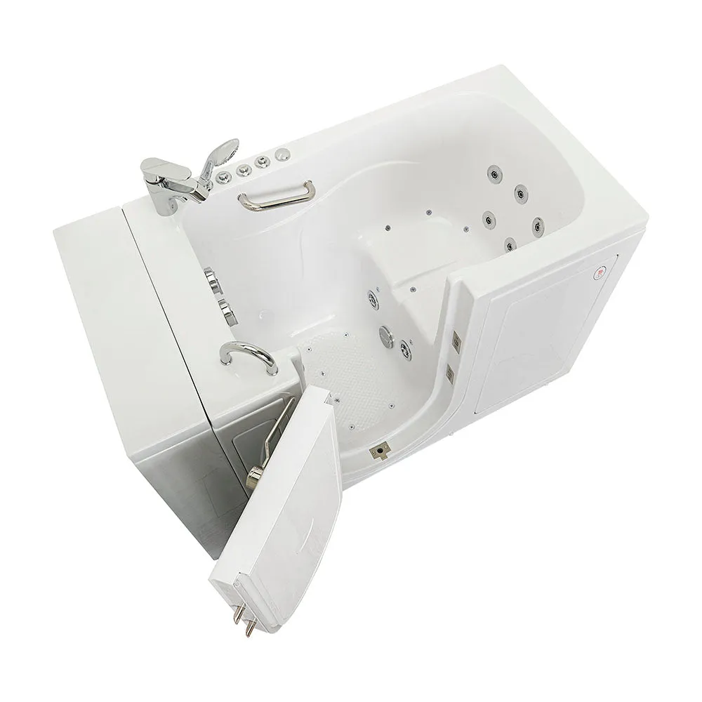 Ella Capri 30"x52" Acrylic Air and Hydro Massage and Heated Seat Walk-In Bathtub with Left Outward Swing Door, 2 Piece Fast Fill Faucet, 2" Dual Drain