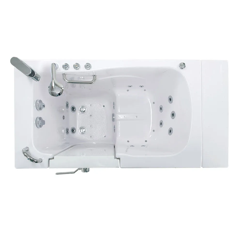 Ella Capri 30"x52" Acrylic Air and Hydro Massage and Heated Seat Walk-In Bathtub with Left Outward Swing Door, 2 Piece Fast Fill Faucet, 2" Dual Drain