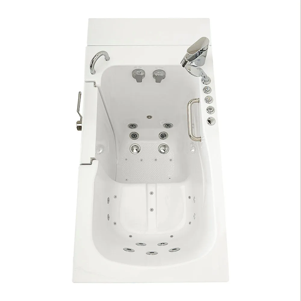 Ella Capri 30"x52" Acrylic Air and Hydro Massage and Heated Seat Walk-In Bathtub with Left Outward Swing Door, 2 Piece Fast Fill Faucet, 2" Dual Drain