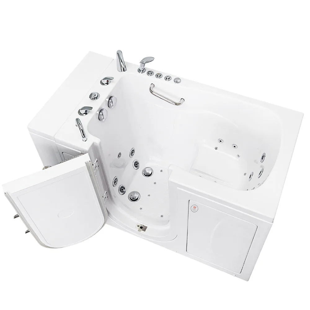 Ella Capri 30"x52" Acrylic Air and Hydro Massage and Heated Seat Walk-In Bathtub with Left Outward Swing Door, 5 Piece Fast Fill Faucet, 2" Dual Drain