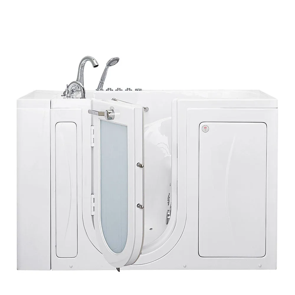 Ella Capri 30"x52" Acrylic Air and Hydro Massage and Heated Seat Walk-In Bathtub with Left Outward Swing Door, 5 Piece Fast Fill Faucet, 2" Dual Drain