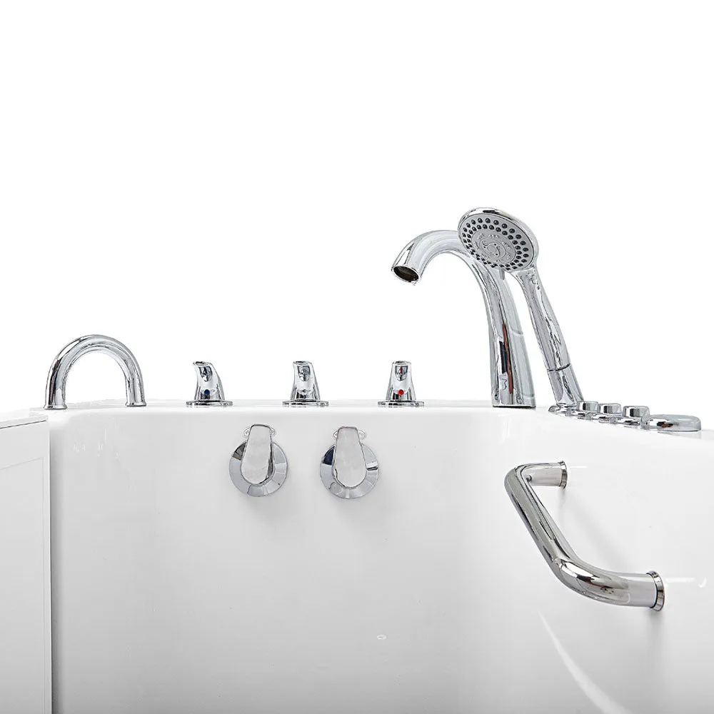 Ella Capri 30"x52" Acrylic Air and Hydro Massage and Heated Seat Walk-In Bathtub with Left Outward Swing Door, 5 Piece Fast Fill Faucet, 2" Dual Drain